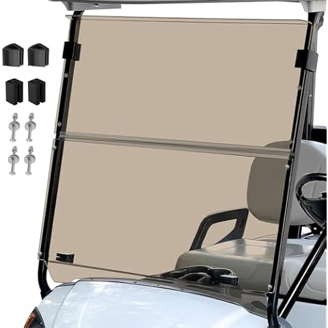 Cartalia Golf Cart Foldable Windshield 3/16" (5MM) Thicken Only Fits 2007-2016 Yamaha G29/Drive with 1"×1" Strut Rail Front Folding Acrylic Windshield Replacement, Included Mounting Hardware - Tinted Cover