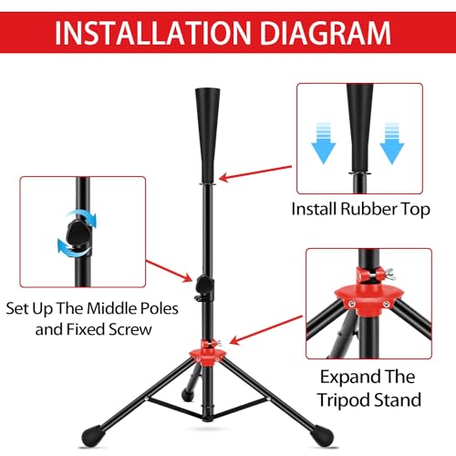 Portable Travel Adjustable Baseball/Softball Tee with 2 Rubber Tops & Bag by FDLS - Image 4