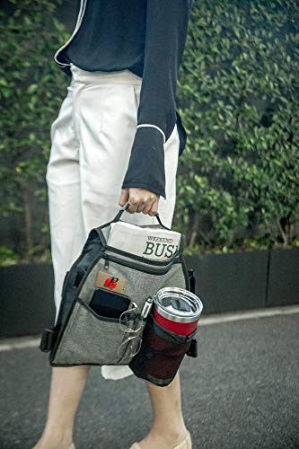 Pf Side Walker(Double Sided) Attachments Bags with Cup Holder for Folding Walker | Hanging Pouch for Walkers | Adult Folding Walker Accessories for Seniors or Elderly (Gray)