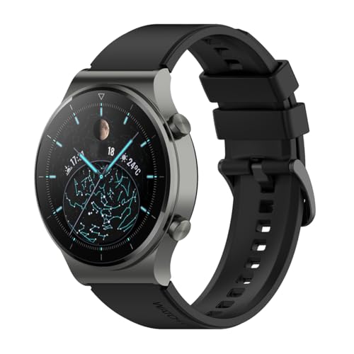 Armband Kompatibel mit Huawei Watch GT2 46mm/GT2 Pro/GT3 46mm/GT3 Pro 46mm 22mm Silikon Ersatzarmband für Samsung galaxy watch 3 45mm/Galaxy Watch 46mm (Schwarz)