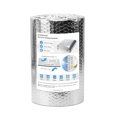 UCINNOVATE Reflective Insulation Roll, 12" x 10 Ft Aluminum Foil Thermal RV Window Insulation for Winter & Summer, Reflexic Radiant Barrier Bubble Roll for Window, Garage, Roof, RV, Attics, Car