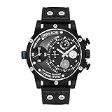 Police Unisex Erwachsene Analog Quarz Uhr mit Leder Armband PL15983JSB.61