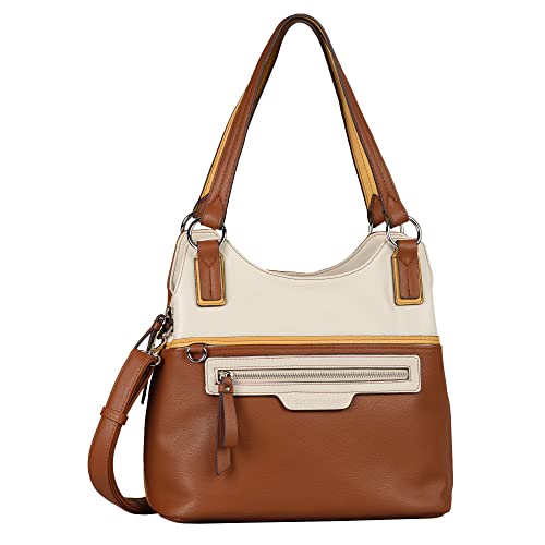 TOM TAILOR Jule Damen Shopper Umhängetasche Reißverschluss Groß Braun