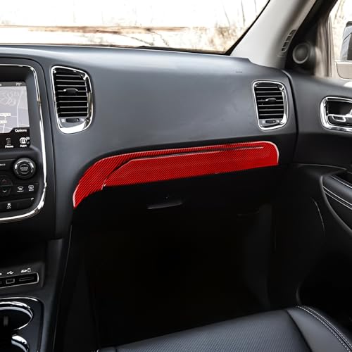Image of Car Copilot Glove Box Cover Decals for 2011-2020 Dodge Durango Accessories Carbon Fiber Interior Stickers, Red