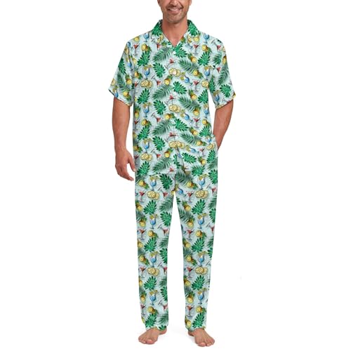 Funny Pajama Sets for Men 2PCS Short Sleeve Pajamas Sets Button Down Loungewear Set Soft Sleepwear Pjs Sets