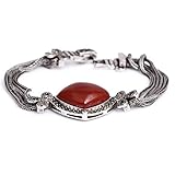 Fashion Jewelry Tassel Bracelet Tibetan Silver Marcasite 25mmx7 Inches Red Agate