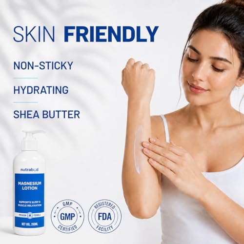 Image of Nutrabud Magnesium Sleep Body Lotion - 250ml | Topical Magnesium Chloride Supplement for Muscle Recovery, Better Sleep | Magnesium Oil Supports Deep Sleep, Recovery from Cramps, Fitness (250ml (Pack of 1))