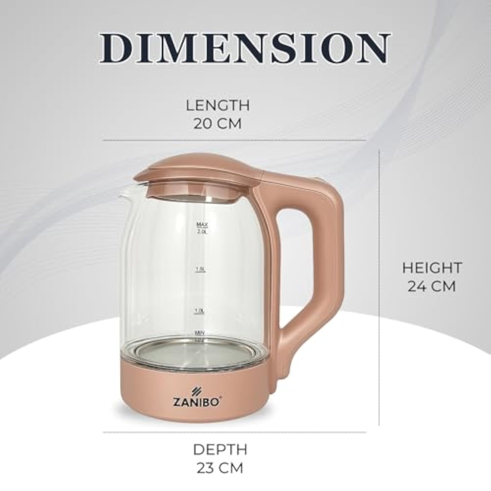Electric Kettle 2.0L, 1200W Cordless