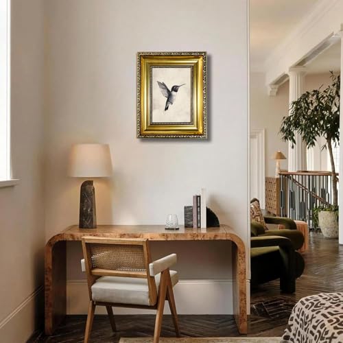 Vintage Gold Frame Hummingbird Canvas Wall Art 9X11in Ready to Hang — view 3