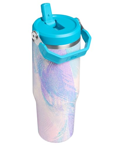 Image of STANLEY IceFlow 2.0 Flip Straw Tumbler with Handle 30 oz | Twist On Lid and Flip Up Straw | Leakproof Water Bottle | Insulated Stainless Steel | BPA-Free | Sea Glass Plume