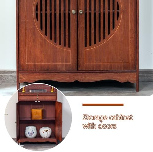 Buddhist Altar Table with Storage, 39cm Personal Shrine for Home Decor, Chinese Offering Table, Pedestal for Worship & Prayer, Ideal for Temple & Meditation Spaces