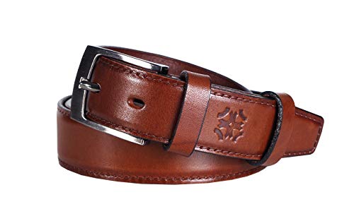 Lettro Genuine Leather Belts for Men | Men’s Vegetable Tanned Leather Belt for Formal Wear | Stylish 100% Belt | Premium Quality Made in Europe (L: 43 inch - 110 cm | W: 1.18 inch - 3 cm - Brown)