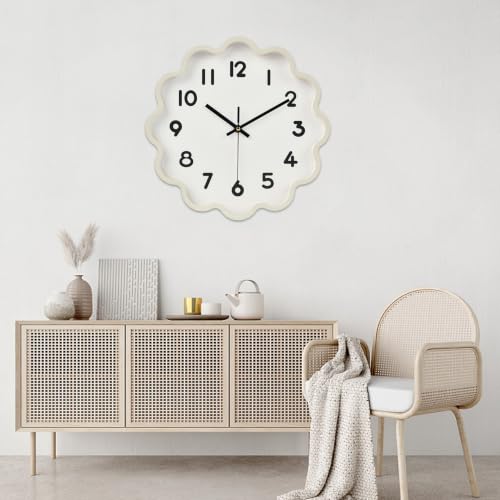 Image of HZDHCLH Wall Clocks Battery Operated 12 Inch Cloud Shaped Wall Clock Silent Non Ticking Modern Decorative Clock with 3D Numbers for Bedroom Living Room Nursery Classroom White
