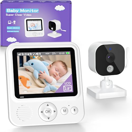 BURNNOVE Babyfoon Heeft een 2,8-inch IPS-Scherm en Camera een 2000mAh-Batterij een Resolutie van 720P Geen Wifi Zoom Nachtzicht en een Verstelbare VOX-Camera Geen Adapter Meegeleverd