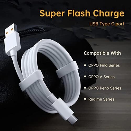 Image of Super Vooc Charge, Data Sync Fast Charging Type-C Cable Compatible for Realme Xt, Realme Xt 730G, Realme X2, Realme 6 Pro, Realme Narzo 20A, Realme 7, Realme 7 Pro - 2 Meter, White