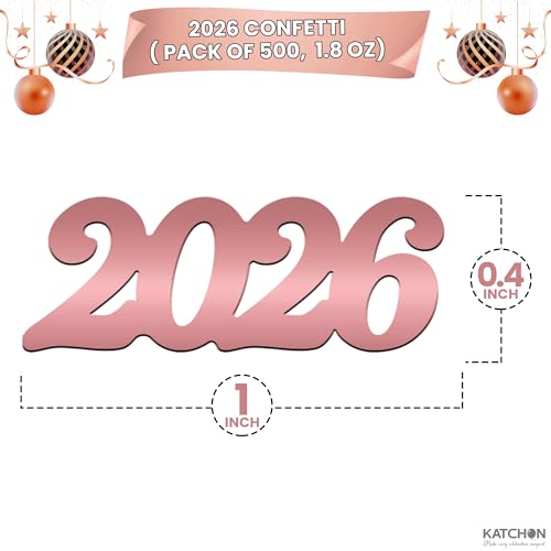 Image of Graduation Decorations 2026 | Graduation Confetti 2026, Shiny Rose Gold 2026 Grad Confetti - Pack of 500 | Rose Gold Graduation Confetti Class of 2026 | 2026 Graduation Table Decorations, KatchOn