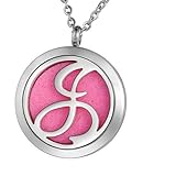 VALYRIA Monogram J Aromatherapy Essential Oil Diffuser Necklace-Stainless Steel Letter Locket Pendant with 11 Refill Pads