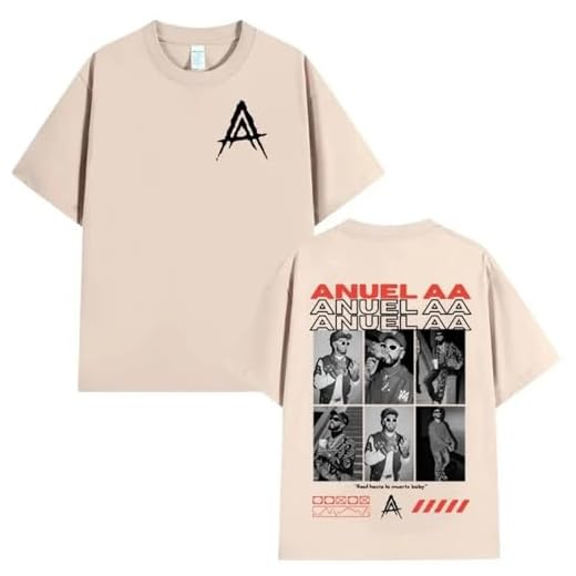Genérico Camiseta gráfica de Rap Anuel AA 2025 para Hombre y Mujer, Camiseta de Manga Corta Retro de Hip Hop, Camiseta de Gran tamaño, Ropa de Calle (3 XL)