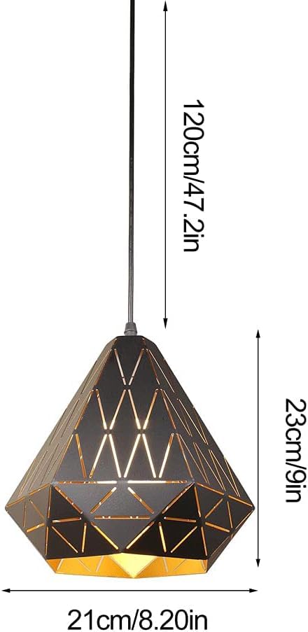 Suspension géométrique style loft rétro en fer noir pour un éclairage suspendu chic