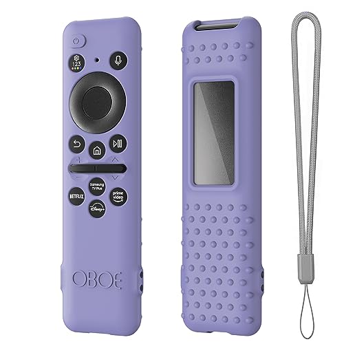 Image of Oboe Silicone Tv Remote Cover Compatible with Samsung Smart Tv Remote 2023 Model TM-2360 E Remote Protective Open Key Case with Lanyard (E-Lavender Grey) [Remote NOT Included]