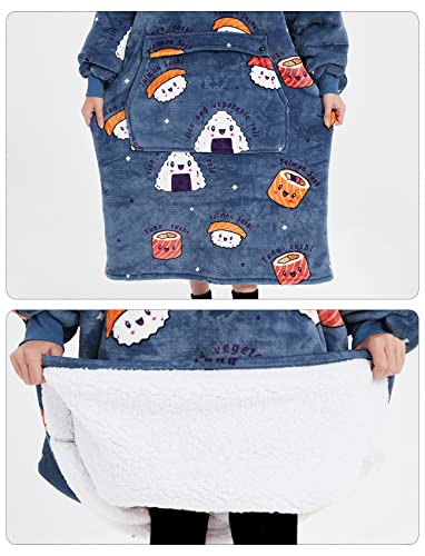 Image of KFUBUO Wearable Blanket Hoodie for Adults Sherpa All Patterns Oversized Sweatshirt Blanket with Pocket