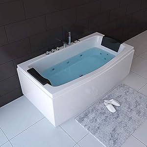 HOME DELUXE – Whirlpool badkuip – NOOR – wit met handdouche en massage – ca. 173 x 80 x 84 cm I Indoor badkuip, spa, 2 personen