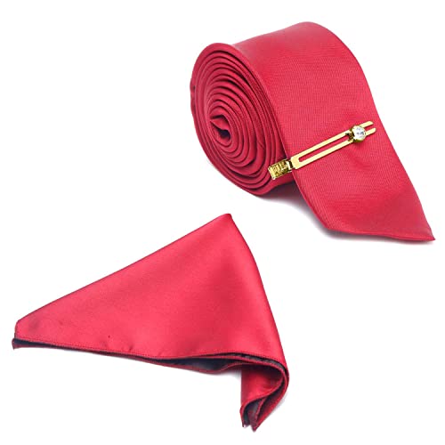 LOUIS STITCH Mens Plain Solid Silk Suit Necktie Set With Pocket S...