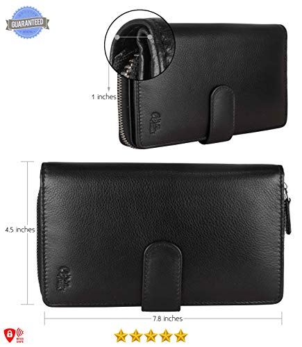 Image of Big Fat RFID Blocking Leather Organizer Checkbook Wallets For Women - Clutch