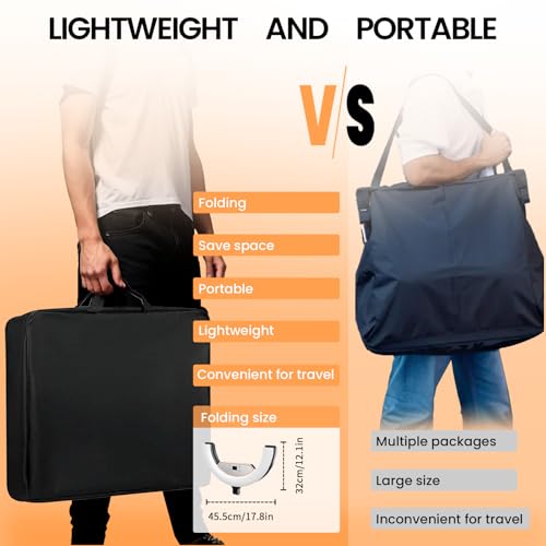 18" Foldable Ring Light with Stand for iPhone ipad, LED Display/2 USB Ports/4 Phone Tablet Holders, 2700-6500K Dimmable Ring Light for Tattoo Barber Makeup Studio Video Recording Photography