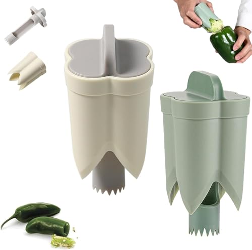 Pepper Seed Remover, 2024 New 2 in 1 Bell Pepper Slicer Pepper Se...