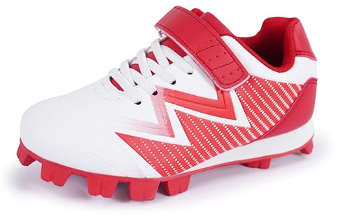 Sooneeya Youth Trainers Shoes Fashion Baseball Cleats Lightweight Running Softball Shoes Red Size 13 M US Little Kid