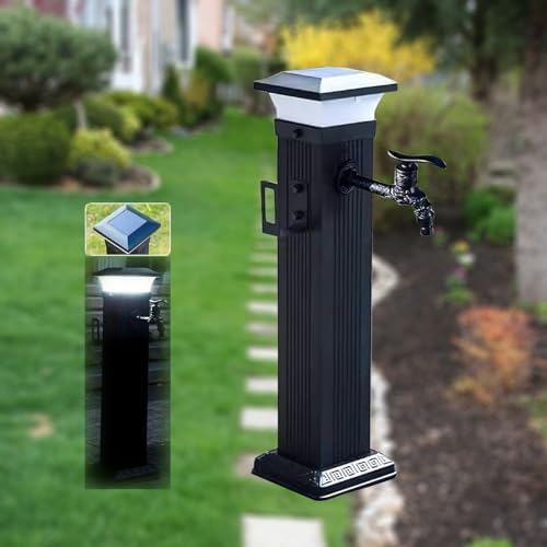 Outdoor Solar LED Water Column Light - Energy-Efficient & Decorative Spigot Lantern for Patios, Yards & Gardens - Freeze-Proof 60CM Hydrant Fixture
