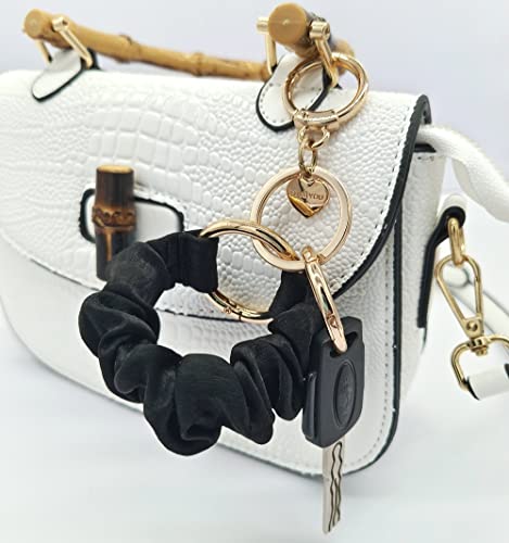 Lanzitoer Elastic Wristlet Keychain Fabric Scrunchy Wristband Bracelet Keyring For Women (Rainbow) #TOP4