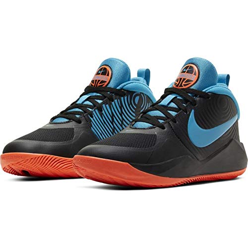 Tênis de basquete infantil Nike Team Hustle D 9 Grade School, Black/Laser Blue-hyper Crimson, 5 Big