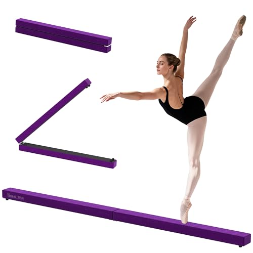 HOMCOM Schwebebalken 210cm Faltbar Gymnastik Balance Beam für Kinder und Erwachsene Balken Turnen Gymnastikbalken, Trainingsgeräte Balancierbalken für Zuhause Fitness Training Turnen, Violett