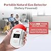 Natural Gas Detector CH4/Propane/Methane - Portable Natural Gas Leak Alarm with LED Light & Audible Alert, 100% Battery-Powered Gas Monitor for Home, RV, Kitchen, Apartment Safety (Battery Included)