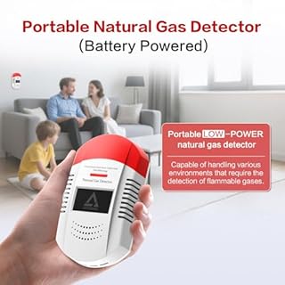 Natural Gas Detector CH4/Propane/Methane - Portable Natural Gas Leak Alarm with LED Light & Audible Alert, 100% Battery-Powered Gas Monitor for Home, RV, Kitchen, Apartment Safety (Battery Included)