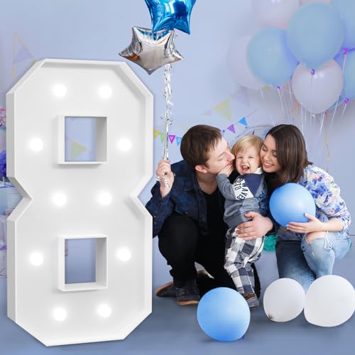 Image of imprsv Marquee Numbers Large 8th-Birthday Decorations: 4ft Light Up Number