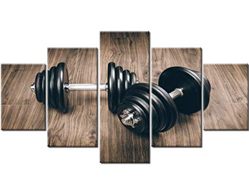 Sports Wall Decor Pictures for Living Room Dumbbells Paintings Gym