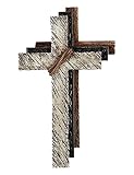 Eagrafts Rustic Decorative Layered Wood Texture Resin Wall Cross, Home Wall Decor