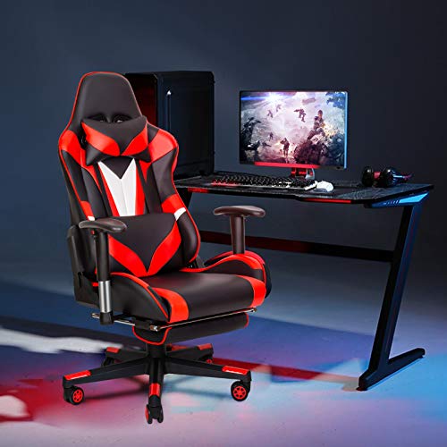 Scurrty Professional Gaming Chair Ergonomic Office Chair Gaming Massage Chair Red Computer Chair for Adults Video PC Chair Racing Reclining Adjustable Computer Gaming Chair with Footrest - Thumbnail 7