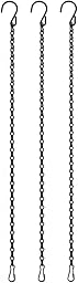 Kenovate 3 Pcs Hanging Chains with Hooks and Clips 19.7 Inch Metal Hanging Basket Chains Plant Hangers Flower Pot Chains for Bird Feeders Wind Chimes Lanterns Planters Indoor Outdoor Decor (Black)