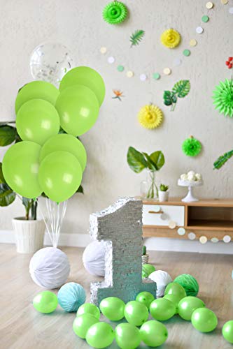 Treasures Gifted Lime Green Balloons Pack of 100 - Light Green Balloons - Latex Party Decorations - Neon Apple Green 12 Inch Matte