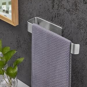JS Toallero sin taladrar Toallero Autoadhesivo Cocina Baño Cepillado Plata