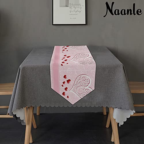 Naanle Valentine's Day Double Sided Dog Long Polyester Table Runner 13 X 70 Inches Valentine Table Cloth Cover Placemats For Kitchen Dinning Living Holiday Wedding Party Decor #TOP5