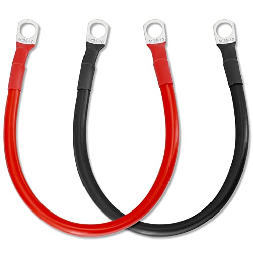Gorffy Batteriekabel 30cm 2 Stück Batteriekabel 35mm 2 AWG 12v Autobatterie Kabel mit SC35-10 Ringklemmen M10 Kupferdraht Batterie Kabel 12v Batteriekabel für Auto Wohnmobil und LKW