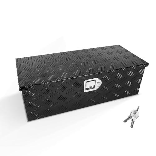 BLACKHORSE-RACING 30 x 13 x 10 Inch Aluminum Truck Trailer Tool Box Chest Box Pickup Underbody Truck Bed Storage Toolbox RV Storage Organizer with Side Handle, Lock & 2 Keys