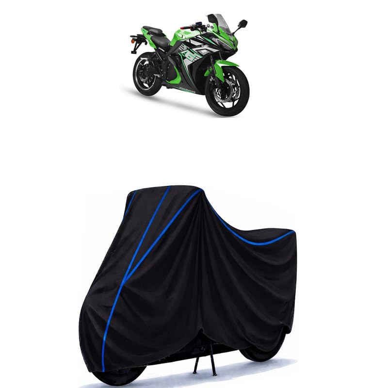 Image of Odysse Electric Evoqis Bike Cover Water Resistant Universal Motorcycle Rain | Heavy Duty UV Protection, Dust, Scratch Indoor Outdoor All Weather with Black Blue Piping Elastic