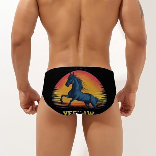 Vintage Yeehaw Horse Men's Swim Brief Sexy Bikini Swimwear Swimsuit Trunks Bathing Suits2