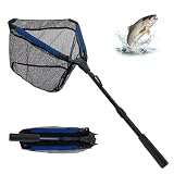 Kescher Angeln 90cm Faltbare Unterfangkescher,Dreieckiger Rahmen Angelkescher,Teleskop Kescher Angeln,für Teich, Bäche, Seen und Bootsangeln (Kann Schwimmen)